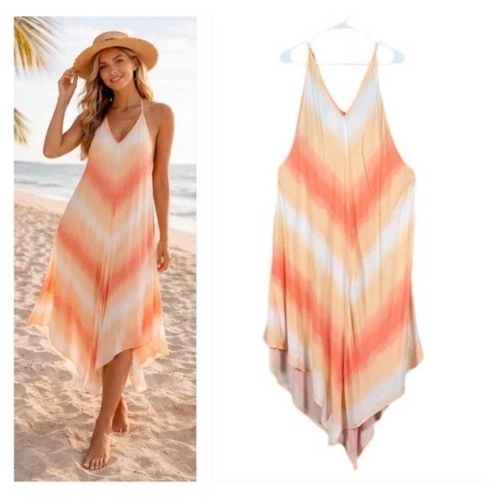 Wave Zone Womens Maxi Asymmetrical Dress Size 1X Beachy Resort Vacation Coastal